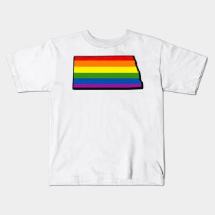 Rainbow North Dakota Outline Kids T-Shirt